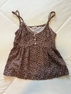 John Galt Brown Floral Spaghetti Strap Women’s Tank Top